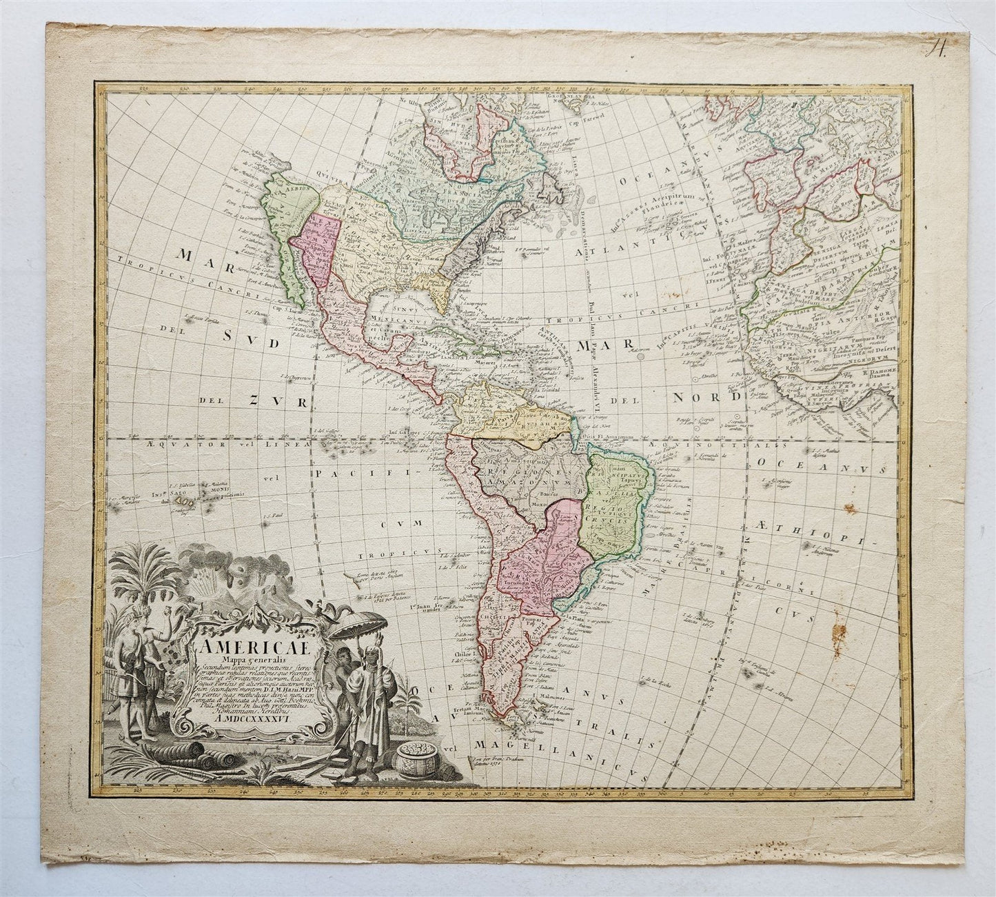 1746 AMERICA antique MAP by JOHANN HOMANN rare