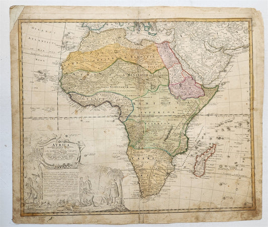 1737 AFRICA antique MAP by Leonis Africani - Matthia Hasso