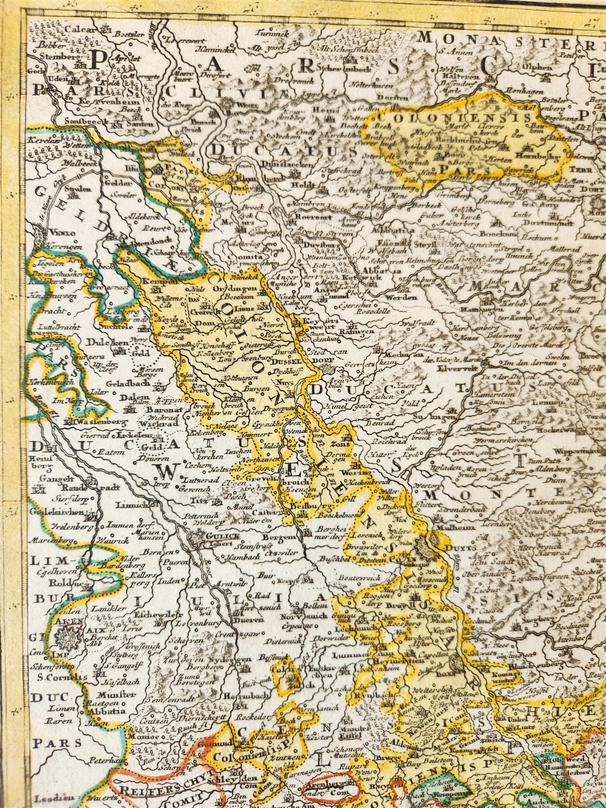 1730 GERMANY antique MAP Frankfurt Coln Heidelberg by HOMANN RHENANUS INFERIOR