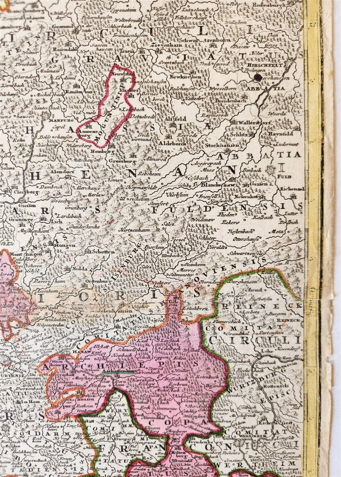 1730 GERMANY antique MAP Frankfurt Coln Heidelberg by HOMANN RHENANUS INFERIOR
