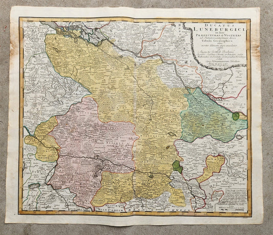 1765 GERMANY LOWER SAXONY antique MAP Hamburg Hannover Braunschweig Salzwedel