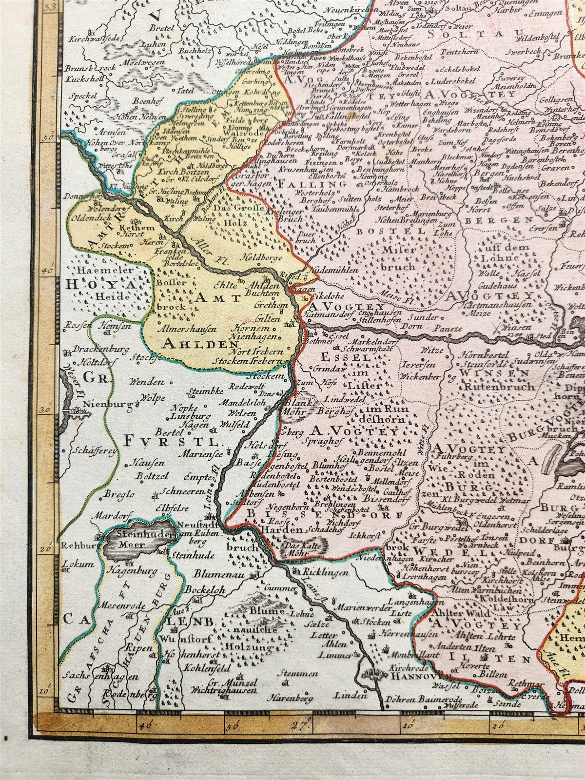 1765 GERMANY LOWER SAXONY antique MAP Hamburg Hannover Braunschweig Salzwedel