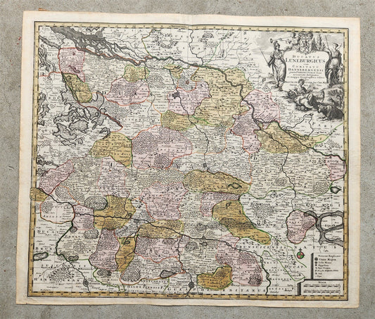 1741 GERMANY LOWER SAXONY antique MAP Ducatus Luneburgicus by Matthaus Seutter