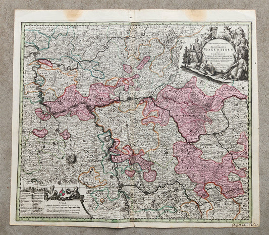 1740 GERMANY antique MAP Archiepiscopatus et MOGUNTINUS by Matthaus Seutter