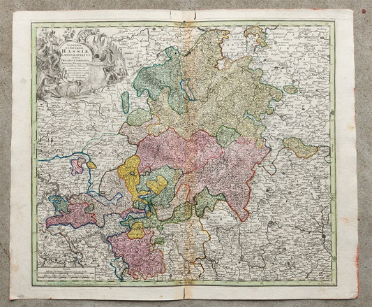 1740s GERMANY HESSE antique MAP HASSIA by Matthaus Seutter