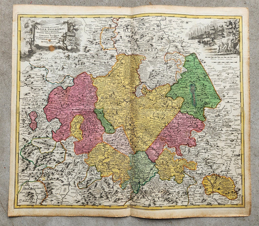 1730s GERMANY HESSE antique MAP by JOHANN HOMANN