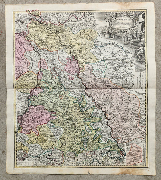 1730s GERMANY antique MAP by JOHANN HOMANN Ducatus IULIACI & BERGENSIS