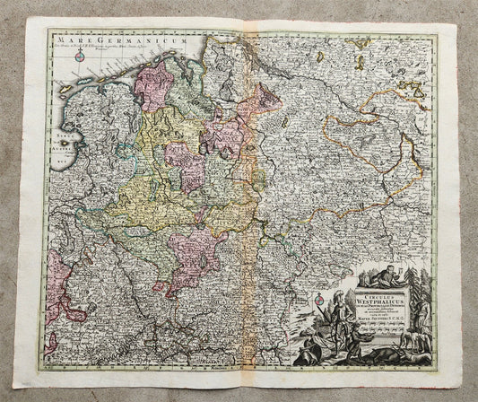 1740s GERMANY Circulus WESTPHALICUS antique MAP by Matthaus Seutter WESTPHALIA