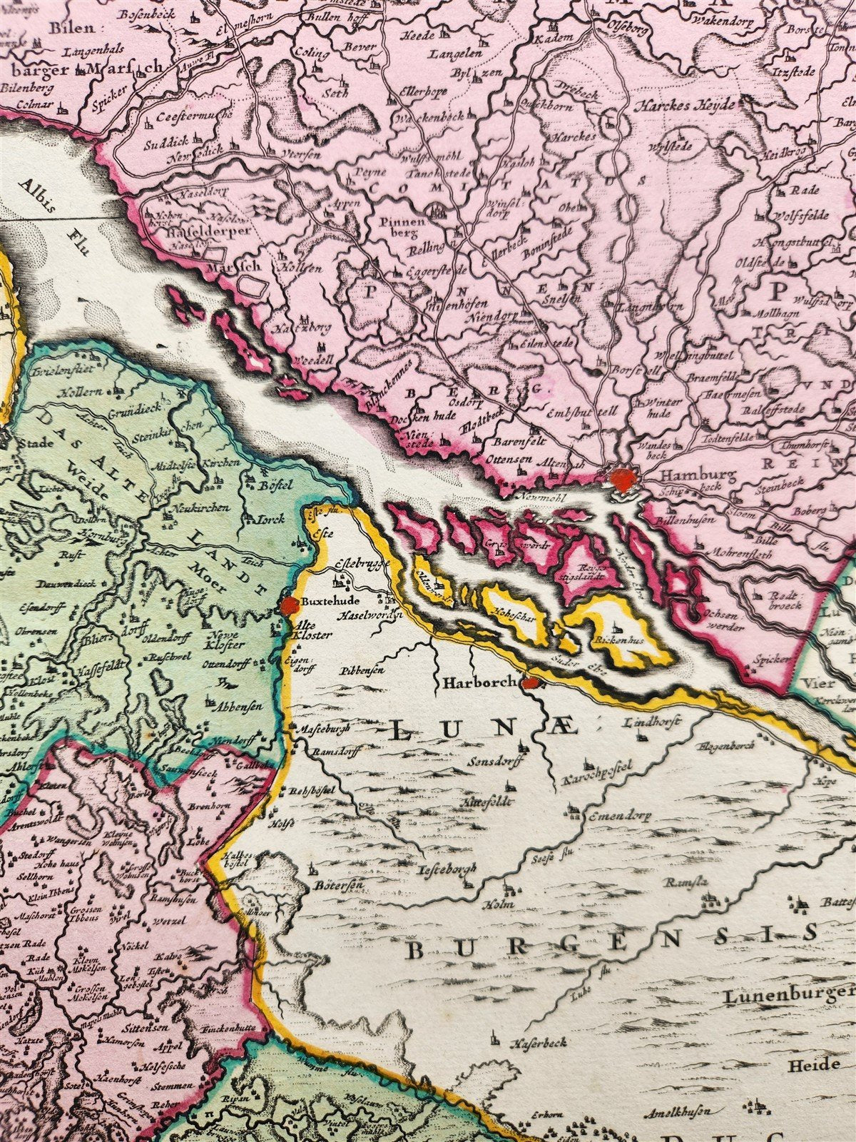 1720s GERMANY BREMAE et FERDAE antique Nicolaum Visscher MAP by PETER SHENK Jr.