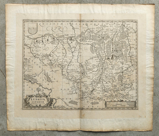 1720s GERMANY SAXONY antique LUSATIA SUPERIOR MAP by B. Sculteto - JANSSON