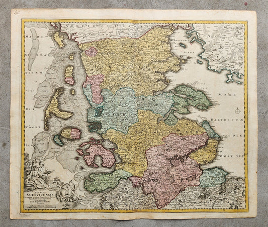 1710s GERMANY & DENMARK antique MAP Ducatus SLESVICENSIS by JOHANN HOMANN