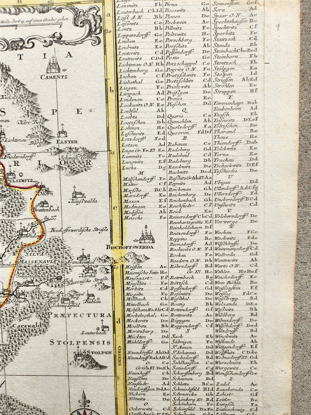1750s GERMANY SAXONY DRESDEN antique MAP by Matthaus Seutter