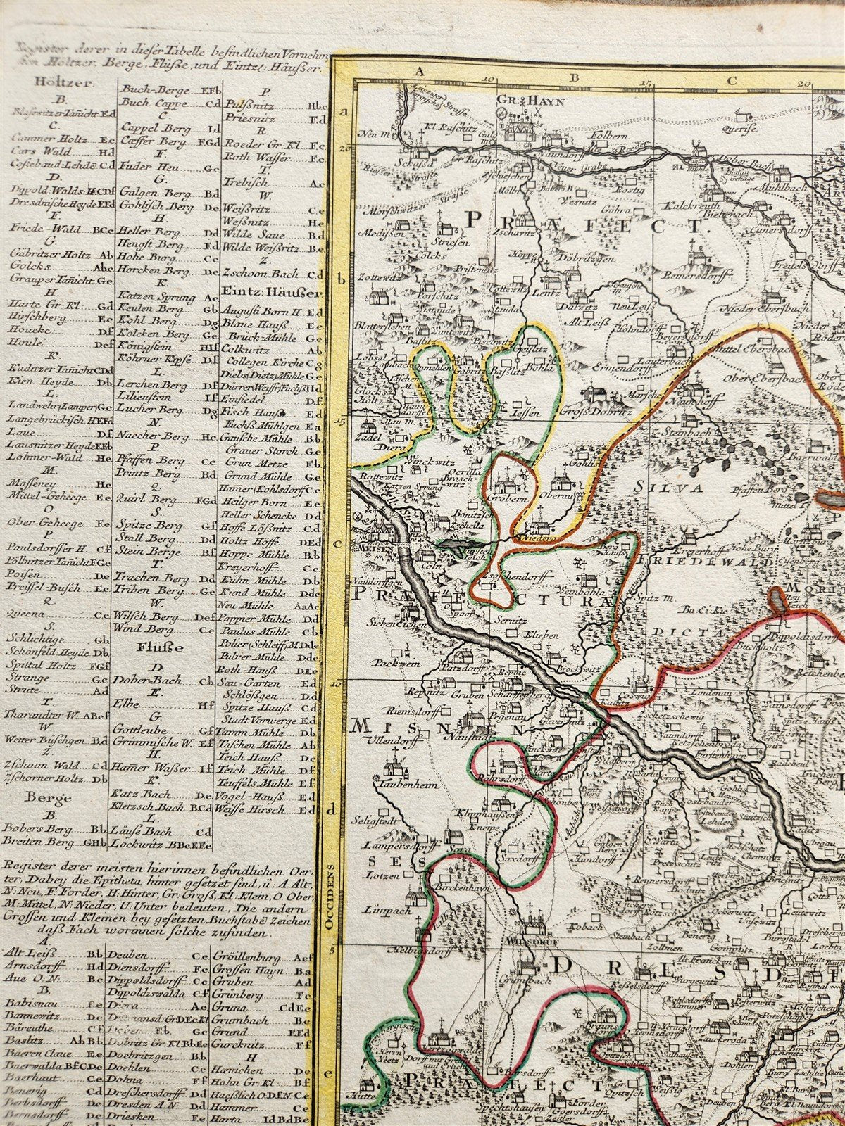 1750s GERMANY SAXONY DRESDEN antique MAP by Matthaus Seutter