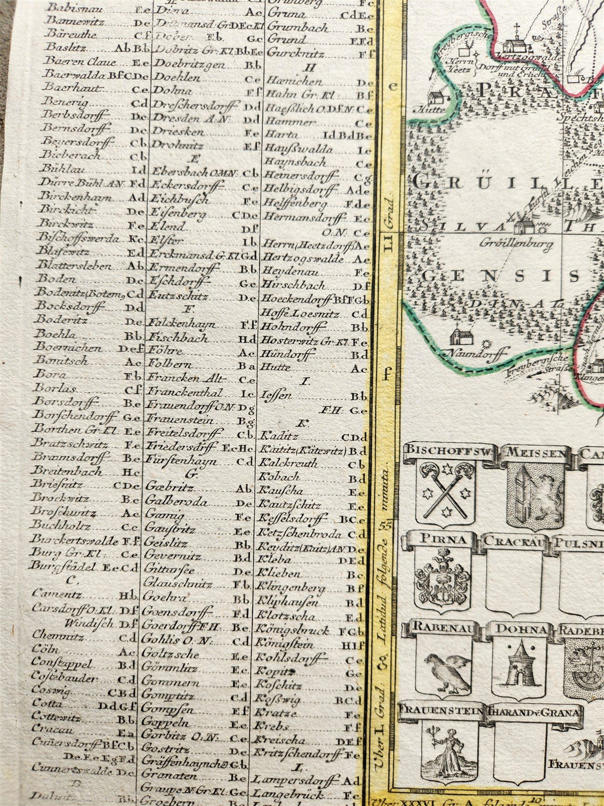 1750s GERMANY SAXONY DRESDEN antique MAP by Matthaus Seutter