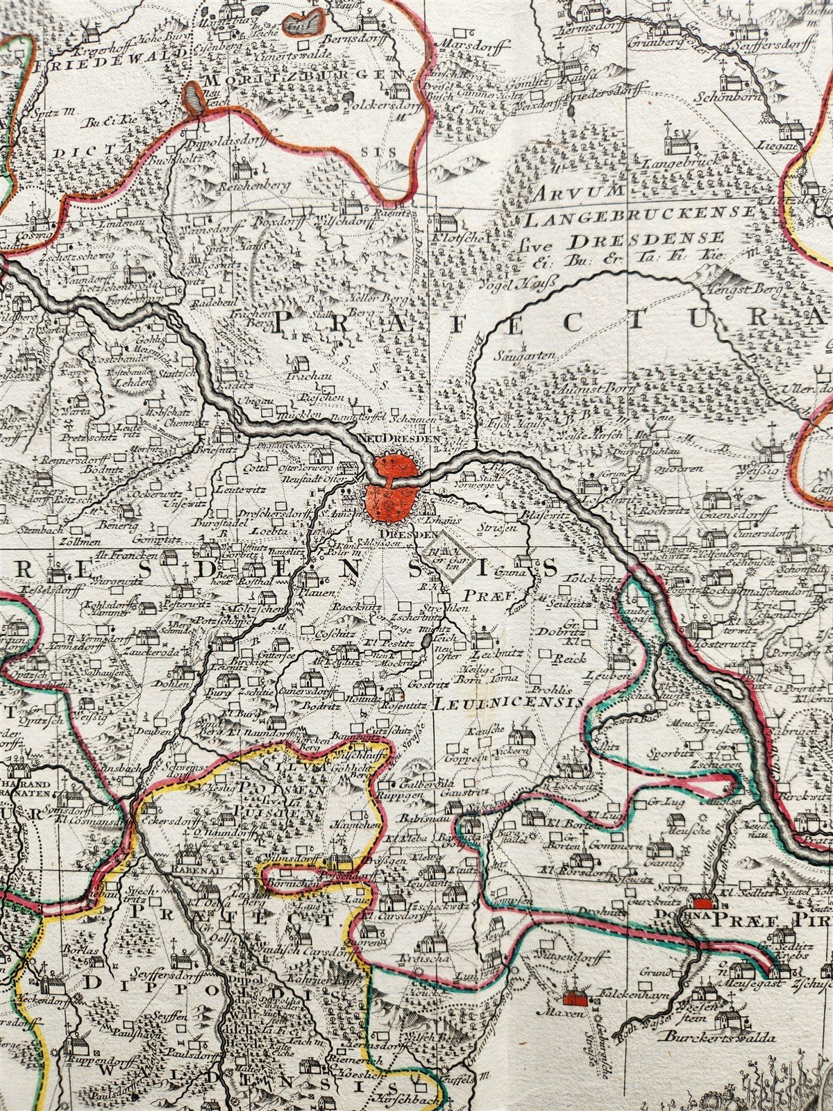1750s GERMANY SAXONY DRESDEN antique MAP by Matthaus Seutter