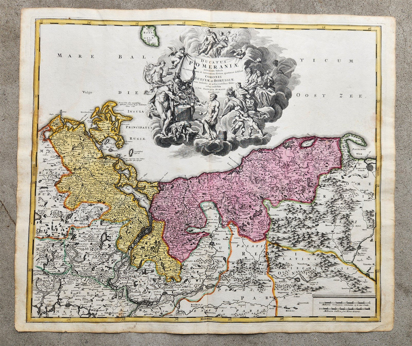 1720s GERMANY & POLAND antique MAP POMERANIA SUECIAE et BORUSSIA by HOMANN