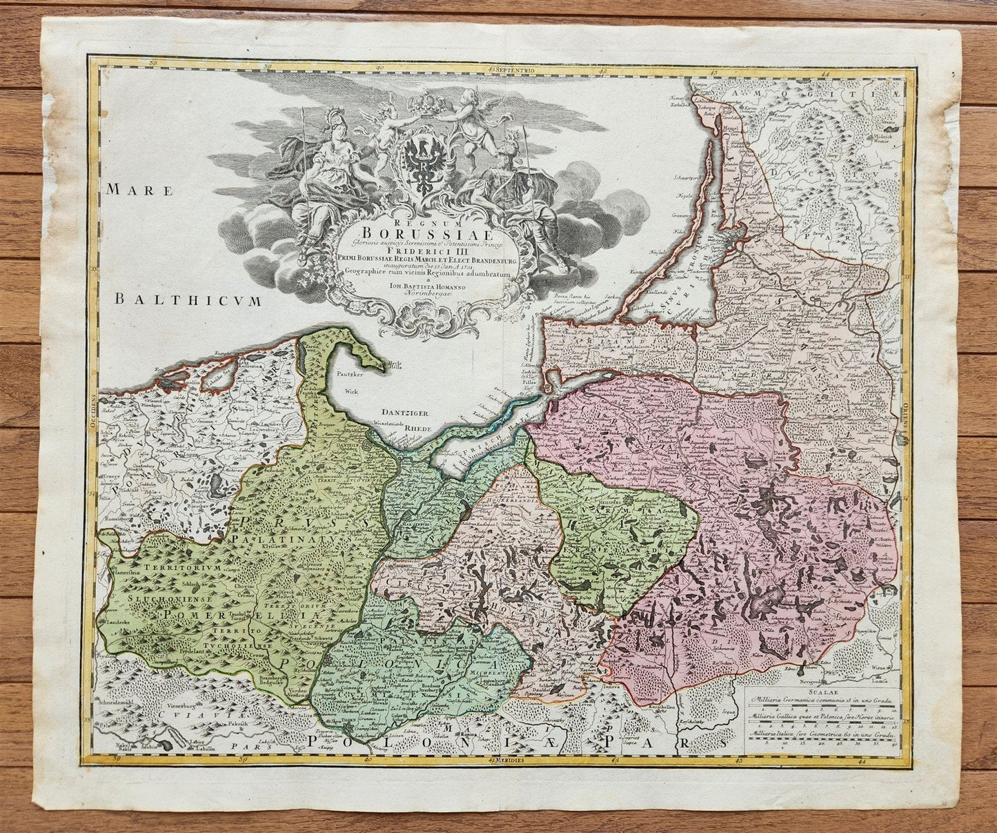 1716 GERMANY PRUSSIA POLAND LITHUANIA antique MAP by HOMANN HEIRS -BORUSSIA