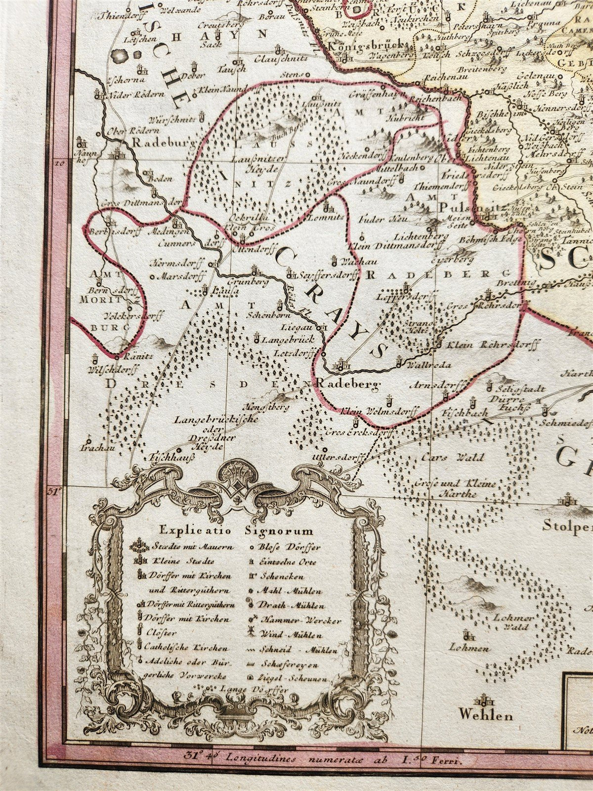 1746 GERMANY Bautzen in eastern Saxony antique MAP by HOMANN HEIRS