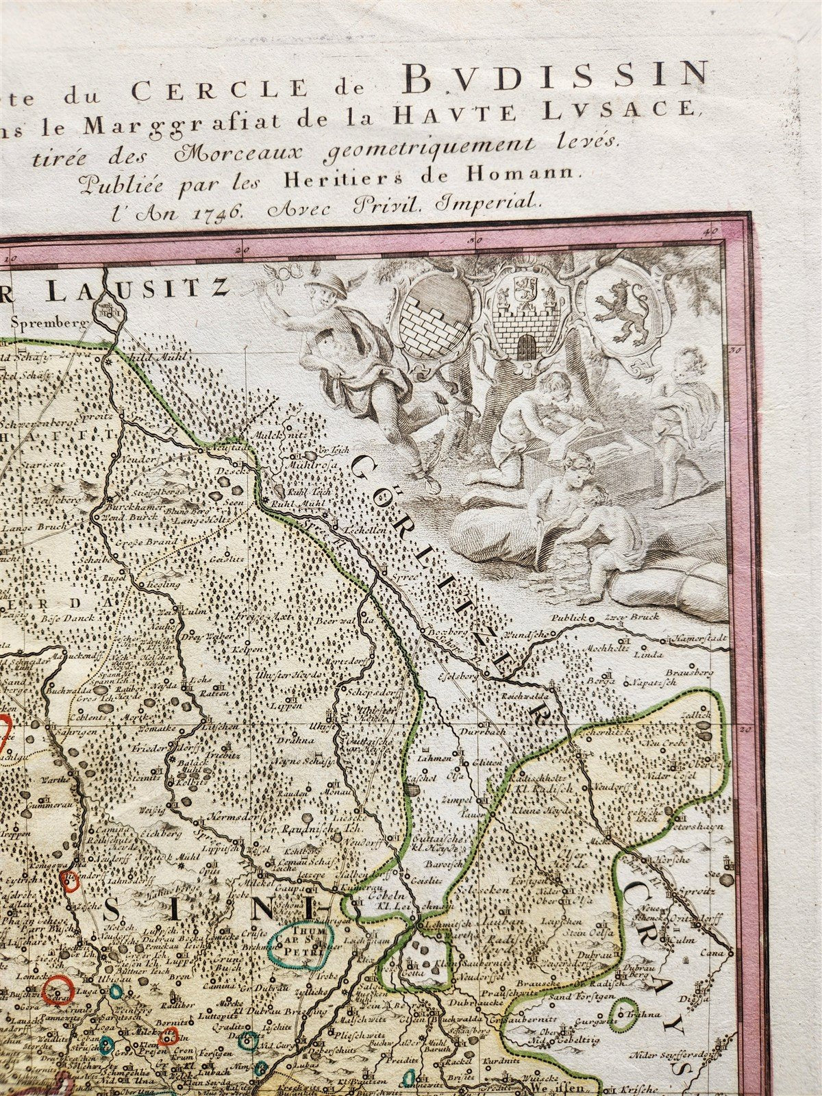 1746 GERMANY Bautzen in eastern Saxony antique MAP by HOMANN HEIRS