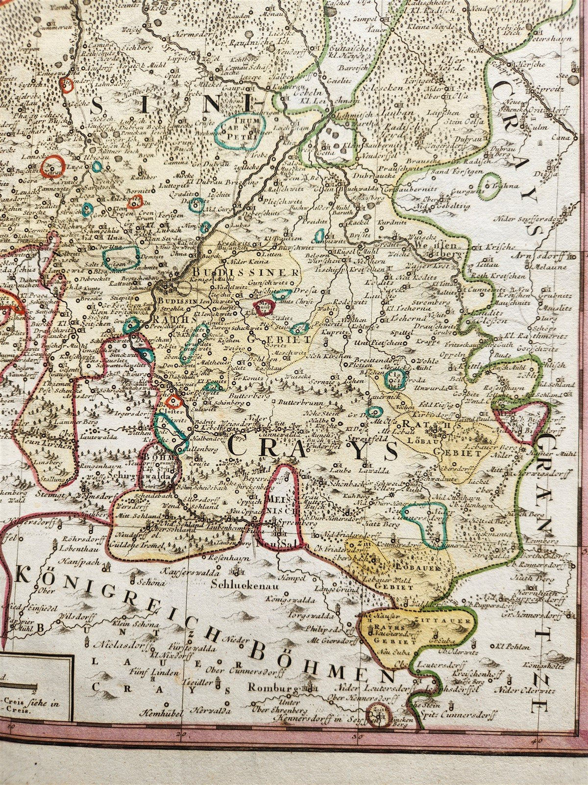 1746 GERMANY Bautzen in eastern Saxony antique MAP by HOMANN HEIRS