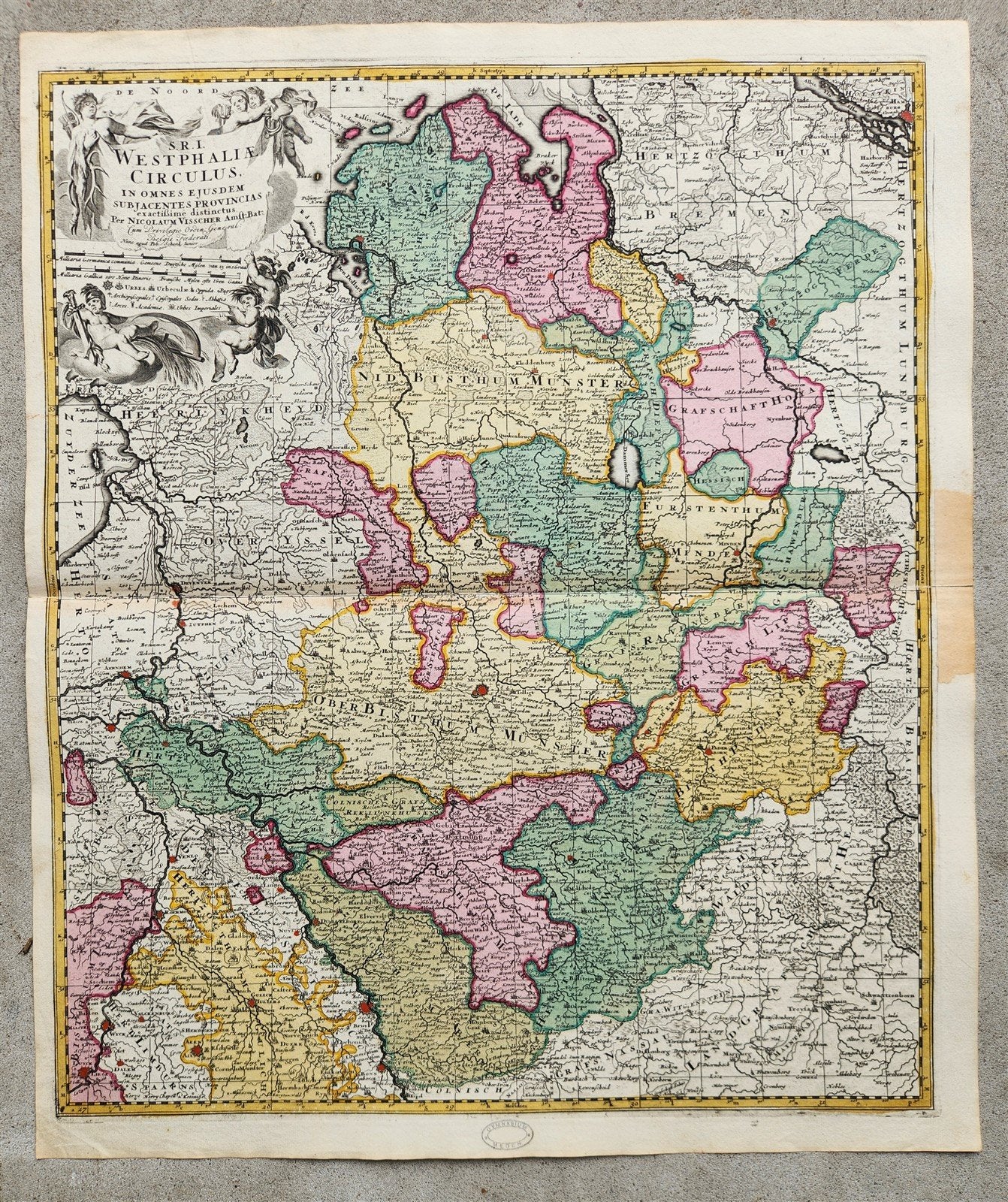 1689 GERMANY WESTPHALIAE CIRCULUS antique MAP by N. Visscher - Peter Schenk