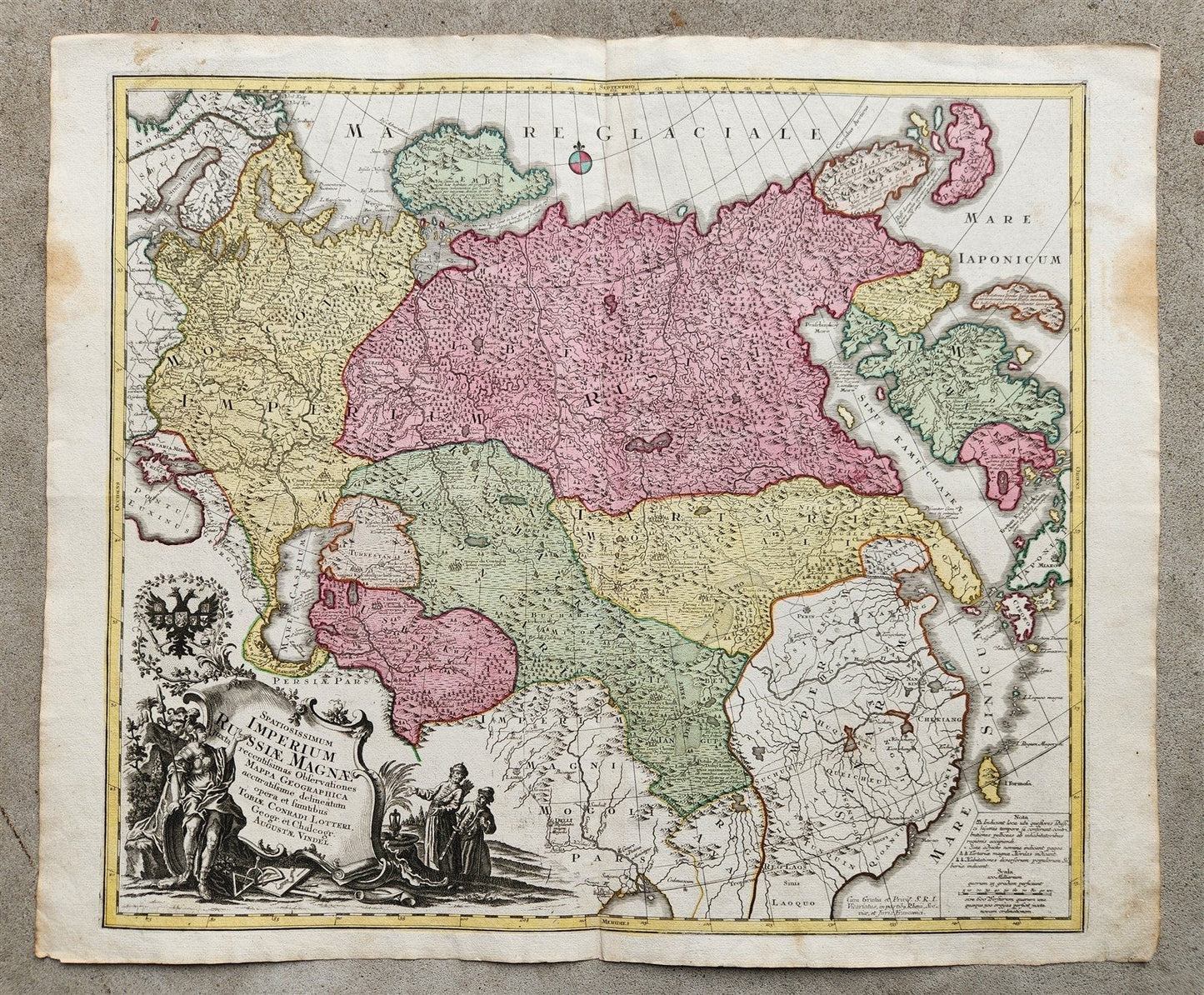 1757 RUSSIAN EMPIRE antique MAP IMPERIUM RUSSIAE MAGNAE Russia by August Vindel