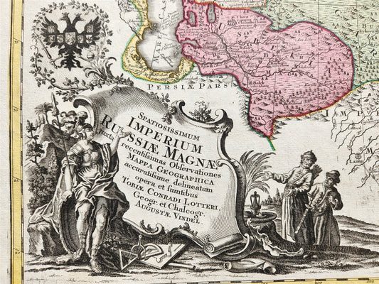 1757 RUSSIAN EMPIRE antique MAP IMPERIUM RUSSIAE MAGNAE Russia by August Vindel