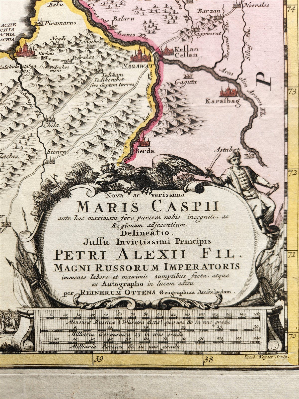 1720 CASPIAN SEA AREA antique MAP Russia RARE