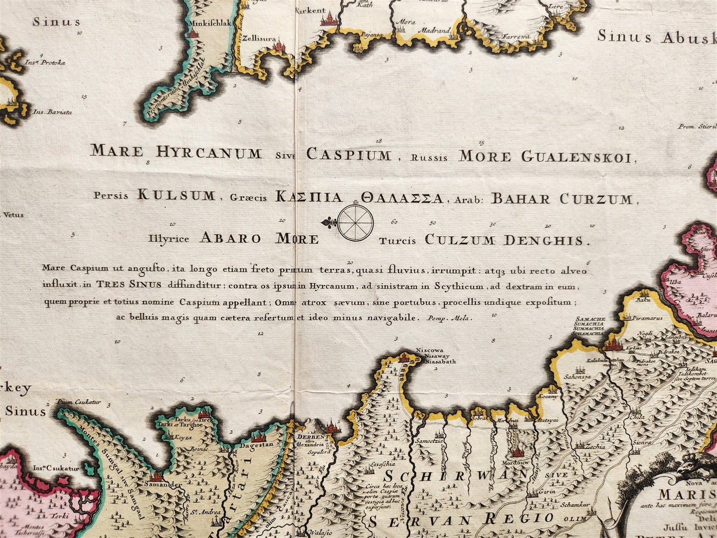 1720 CASPIAN SEA AREA antique MAP Russia RARE