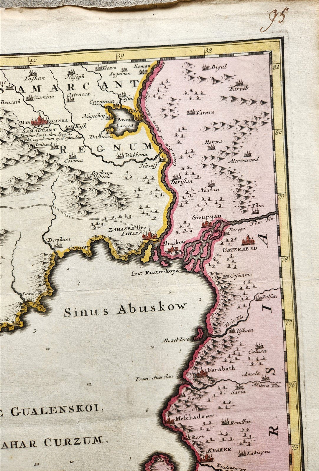1720 CASPIAN SEA AREA antique MAP Russia RARE
