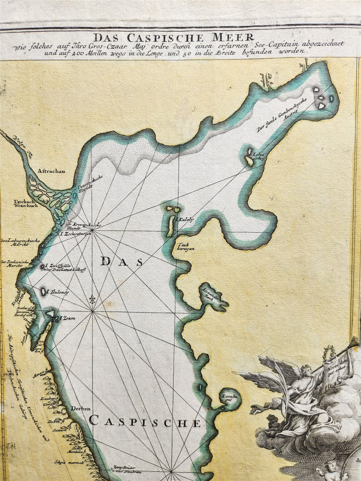 1730 CASPIAN SEA & KAMCHATKA antique MAP Russia by HOMANN HEIRS