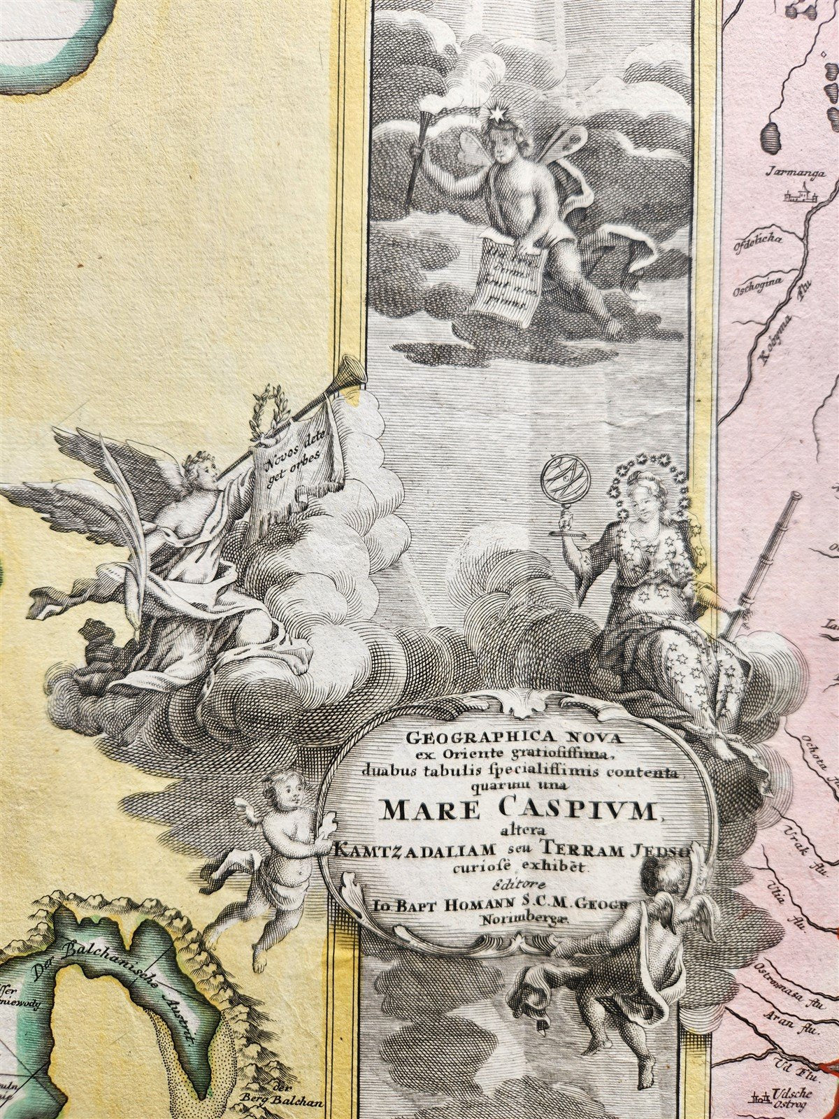 1730 CASPIAN SEA & KAMCHATKA antique MAP Russia by HOMANN HEIRS