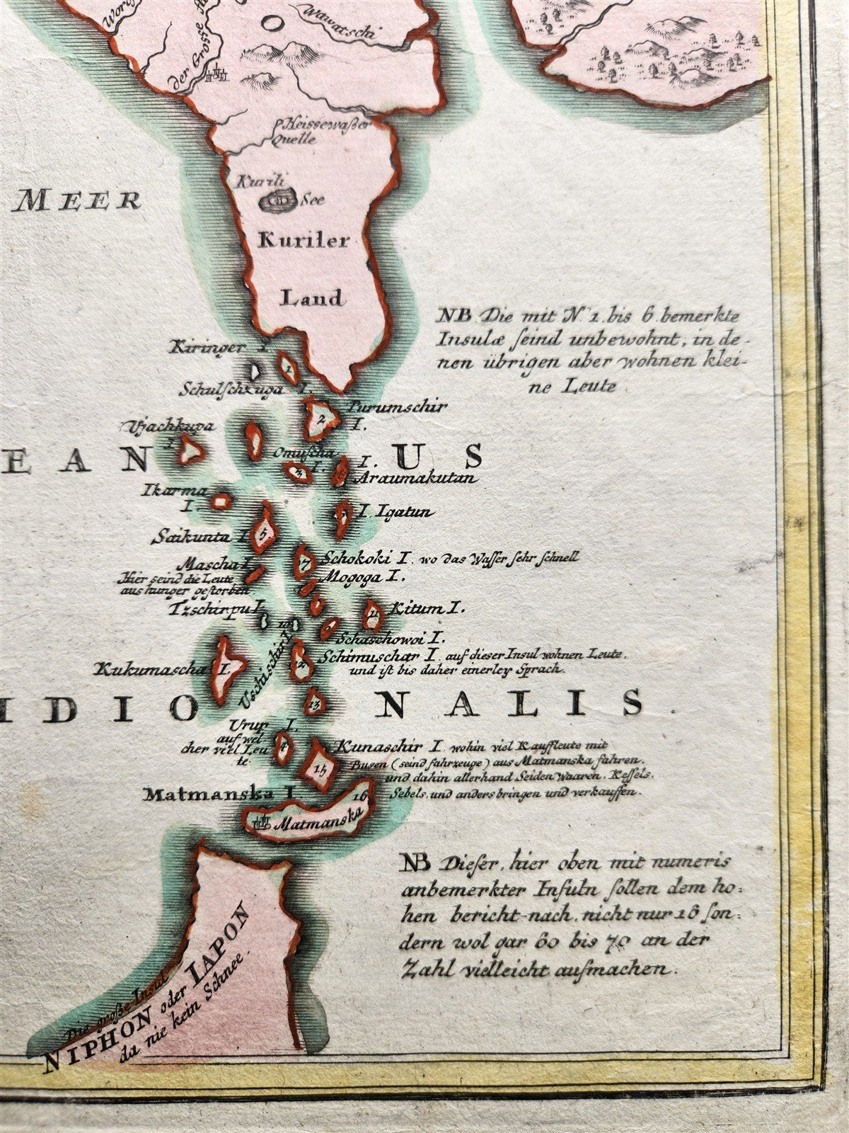 1730 CASPIAN SEA & KAMCHATKA antique MAP Russia by HOMANN HEIRS