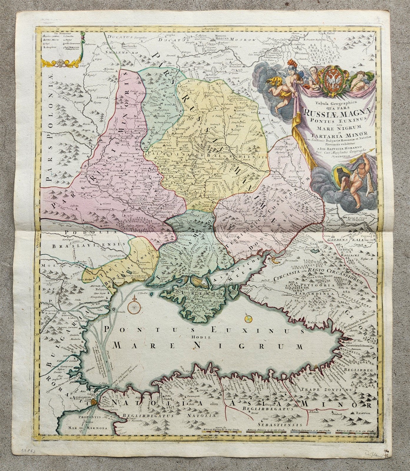 1757 RUSSIA antique MAP RUSSIAE MAGNAE Russia Black Sea Ukraine Turkey Bulgaria
