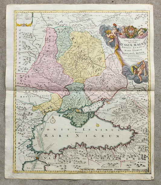 1757 RUSSIA antique MAP RUSSIAE MAGNAE Russia Black Sea Ukraine Turkey Bulgaria