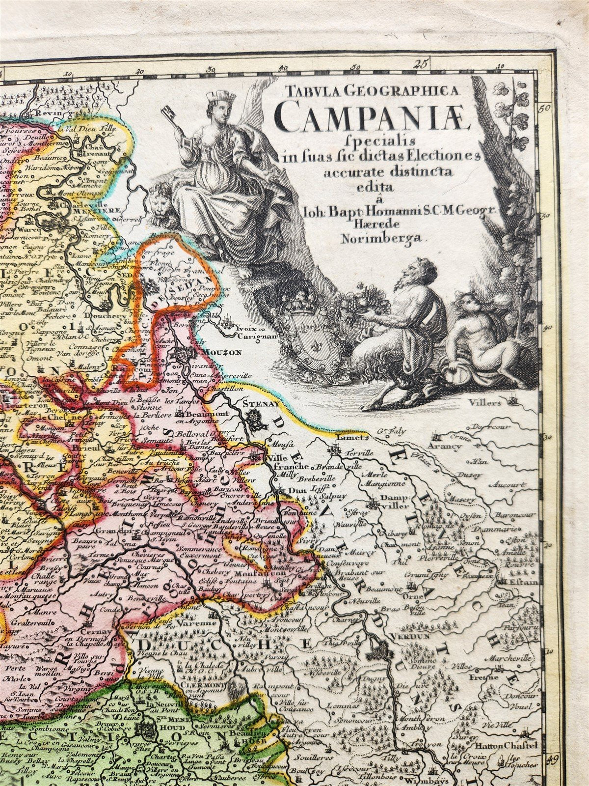 1756 CHAMPAGNE FRANCE antique MAP by Homann Tabula Geographica CAMPANIAE