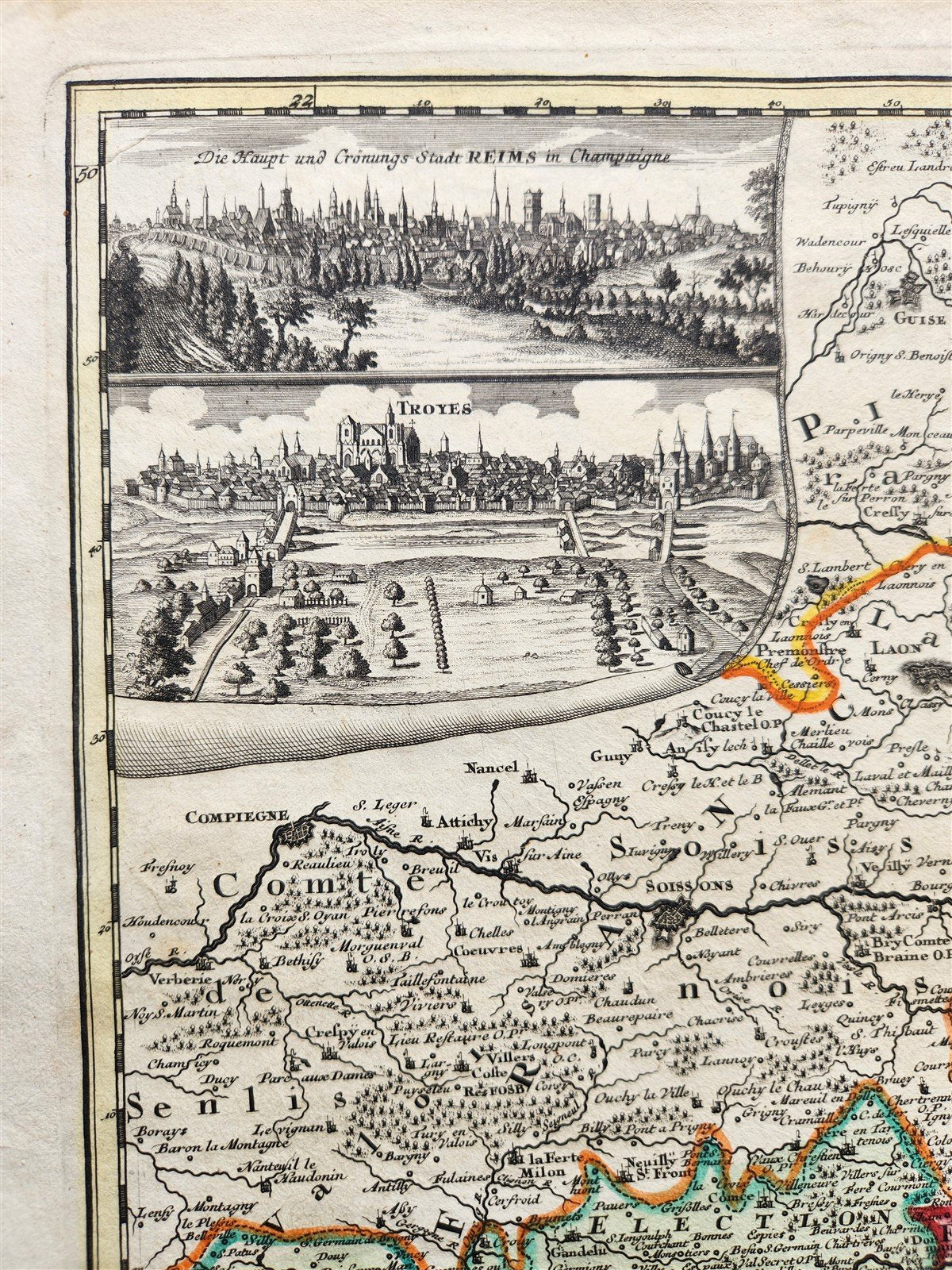 1756 CHAMPAGNE FRANCE antique MAP by Homann Tabula Geographica CAMPANIAE