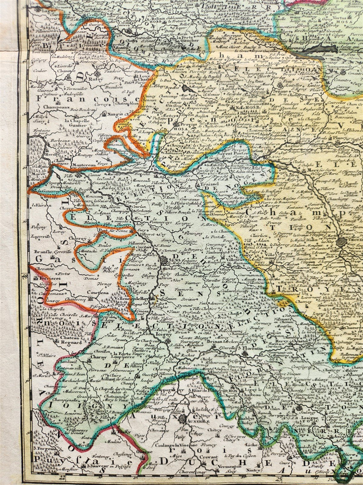 1756 CHAMPAGNE FRANCE antique MAP by Homann Tabula Geographica CAMPANIAE