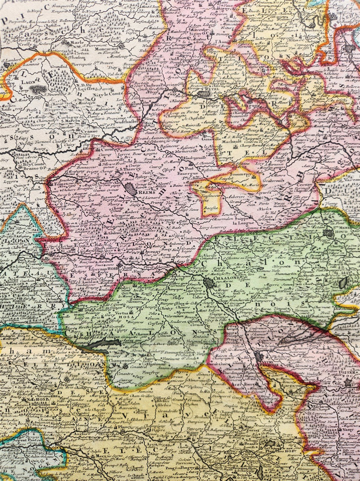 1756 CHAMPAGNE FRANCE antique MAP by Homann Tabula Geographica CAMPANIAE