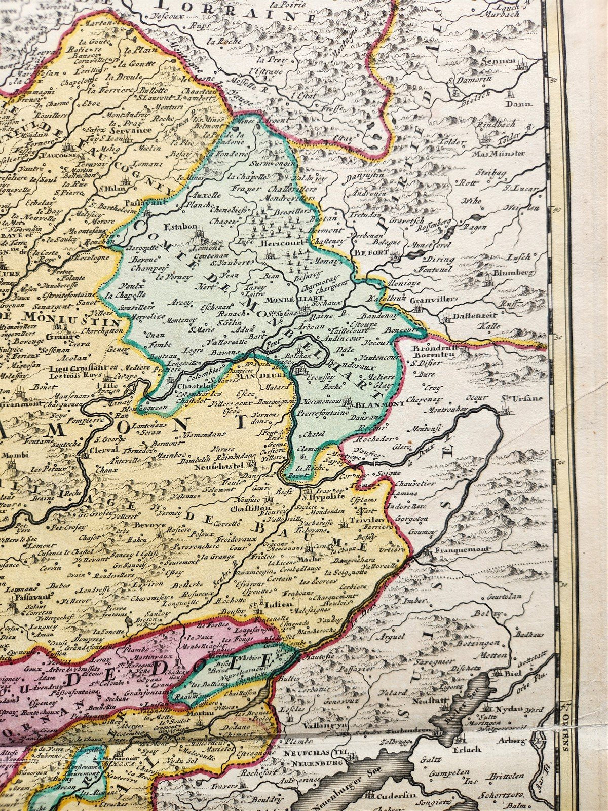 1725 BURGUNDY FRANCE antique MAP by Homann Comitatus BURGUNDIAE