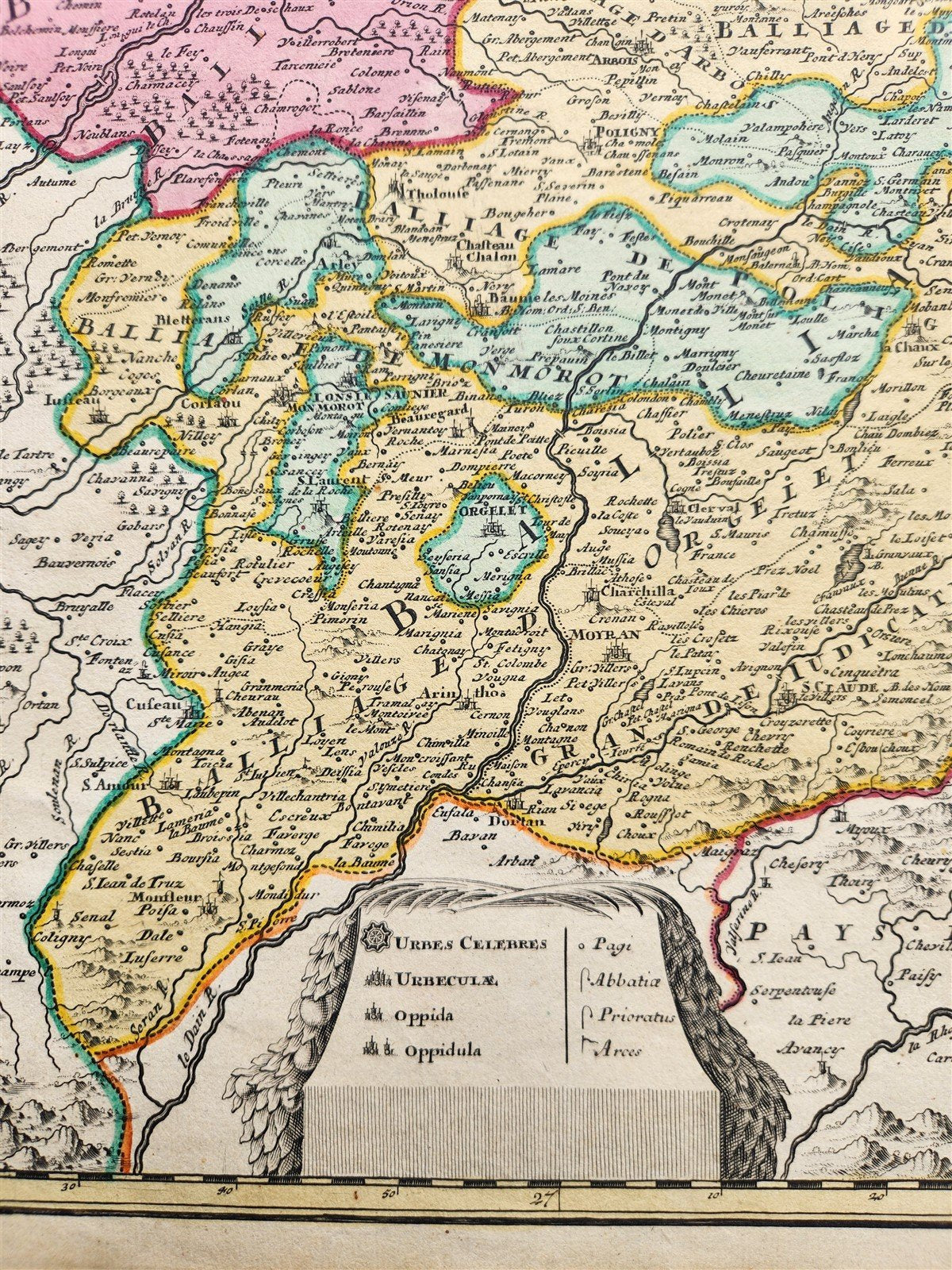 1725 BURGUNDY FRANCE antique MAP by Homann Comitatus BURGUNDIAE