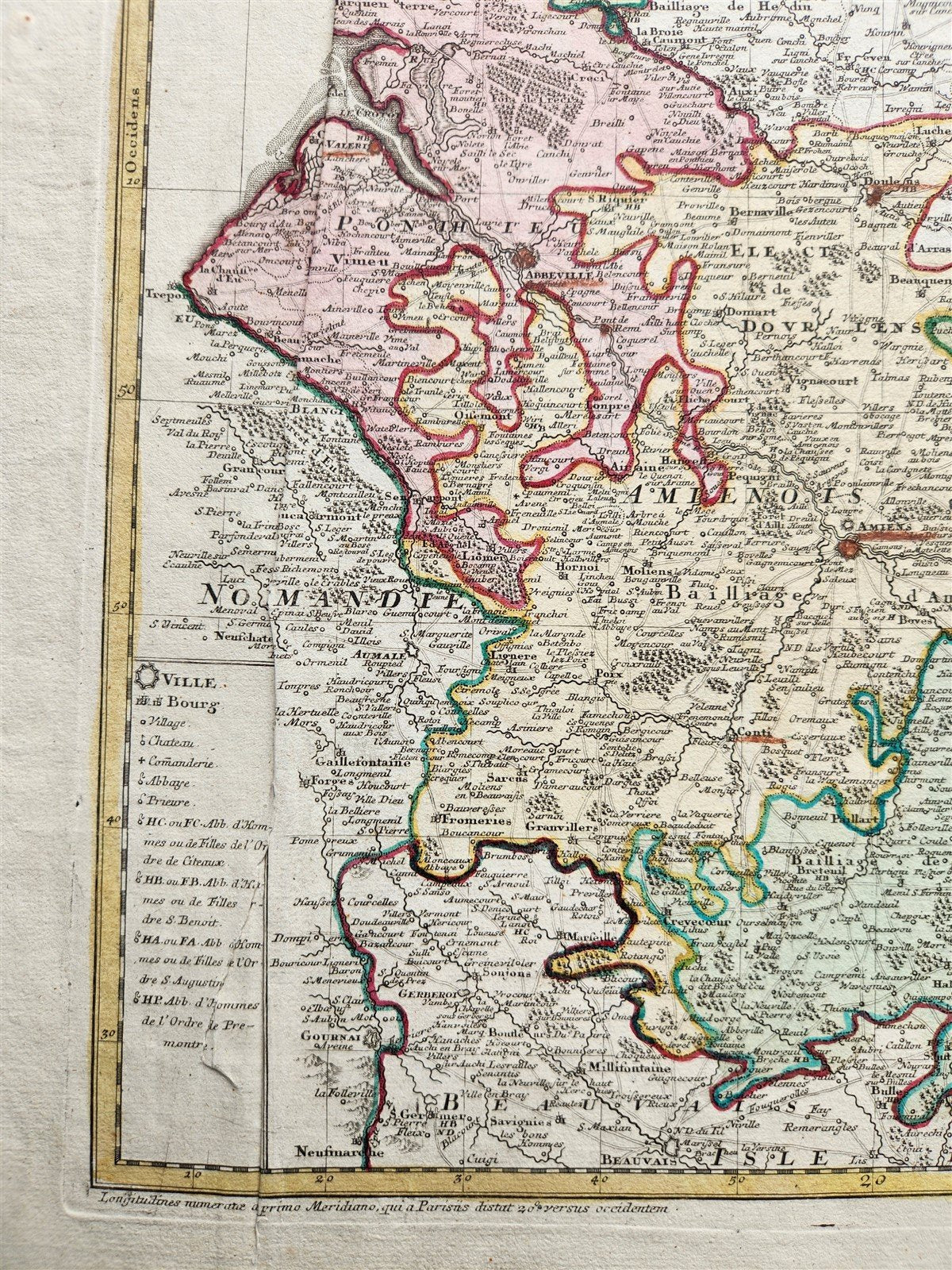 1746 PICARDIE FRANCE antique MAP Pas-de-Calais by Homann