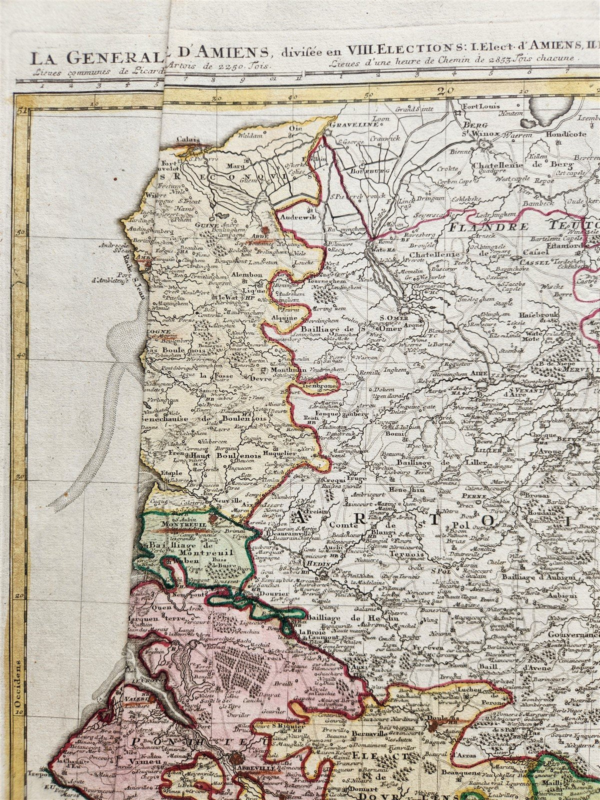 1746 PICARDIE FRANCE antique MAP Pas-de-Calais by Homann