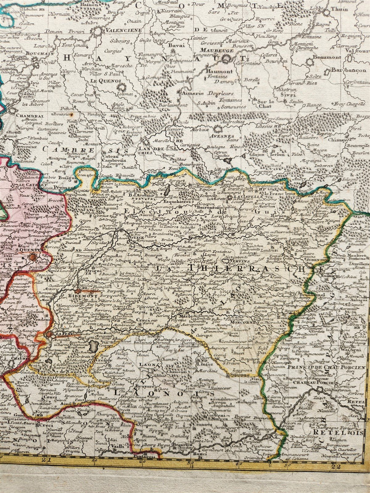 1746 PICARDIE FRANCE antique MAP Pas-de-Calais by Homann