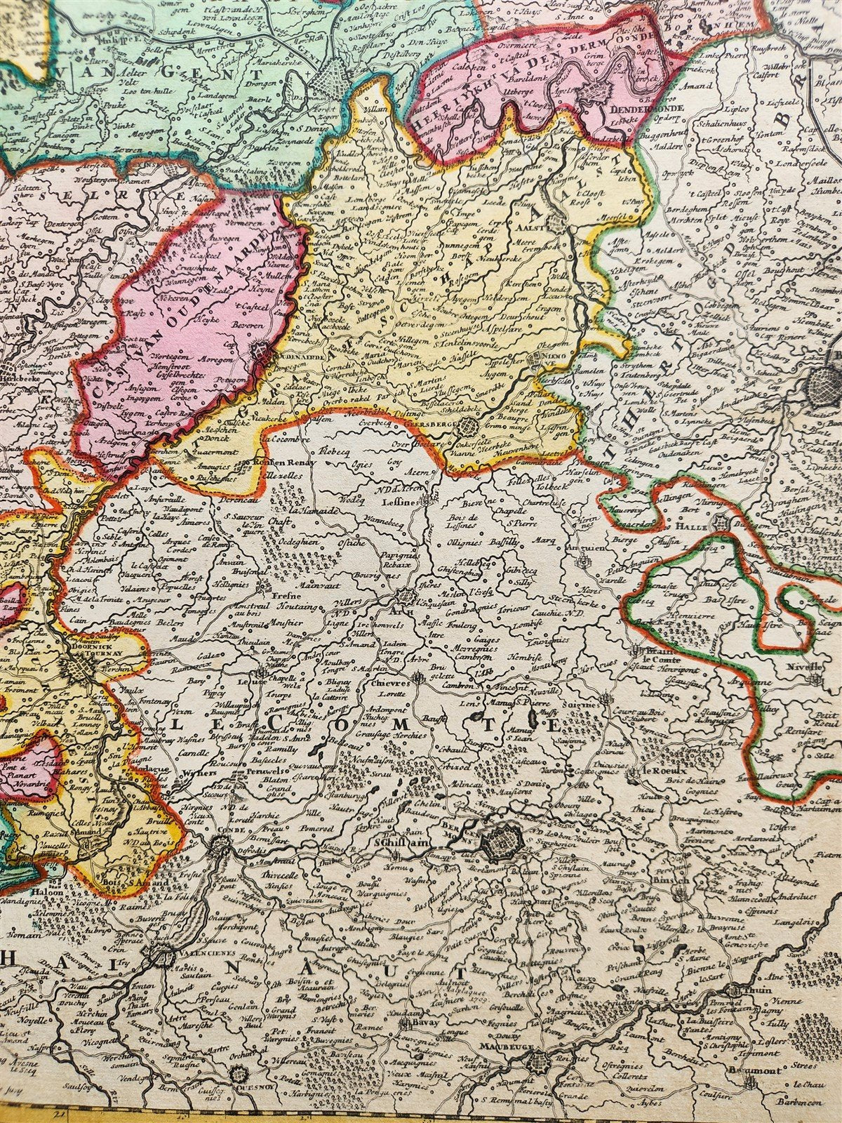 1720 FLANDERS BELGIUM antique MAP COMITATUS FLANDRIAE by Homann Antwerp Brussels
