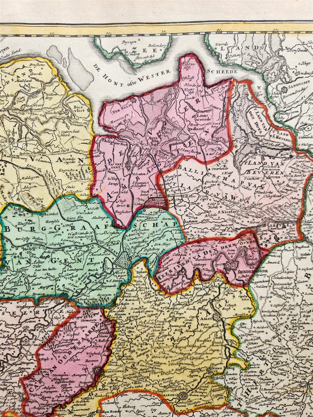 1720 FLANDERS BELGIUM antique MAP COMITATUS FLANDRIAE by Homann Antwerp Brussels