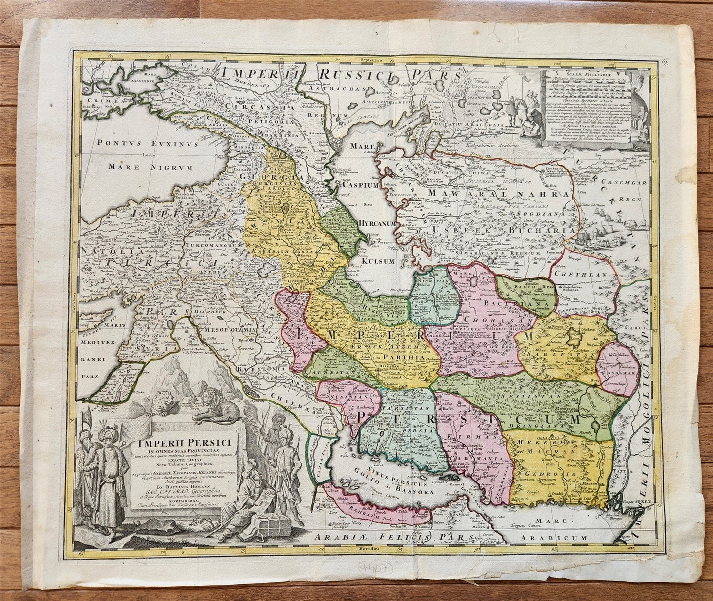 1724 PERSIAN EMPIRE antique MAP IMPERII PERSICI by Homann
