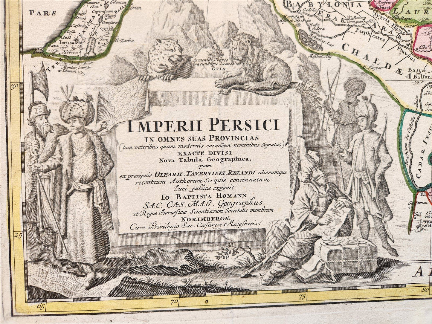 1724 PERSIAN EMPIRE antique MAP IMPERII PERSICI by Homann