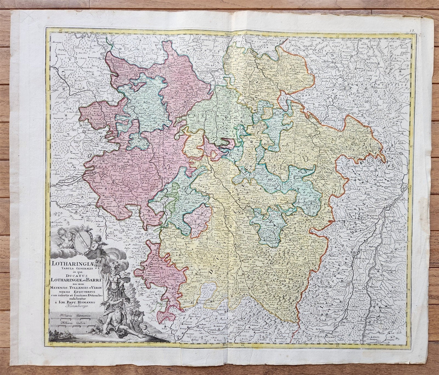 1720 LORRAINE FRANCE antique MAP by Homann Lotharingiae Tabula Generalis