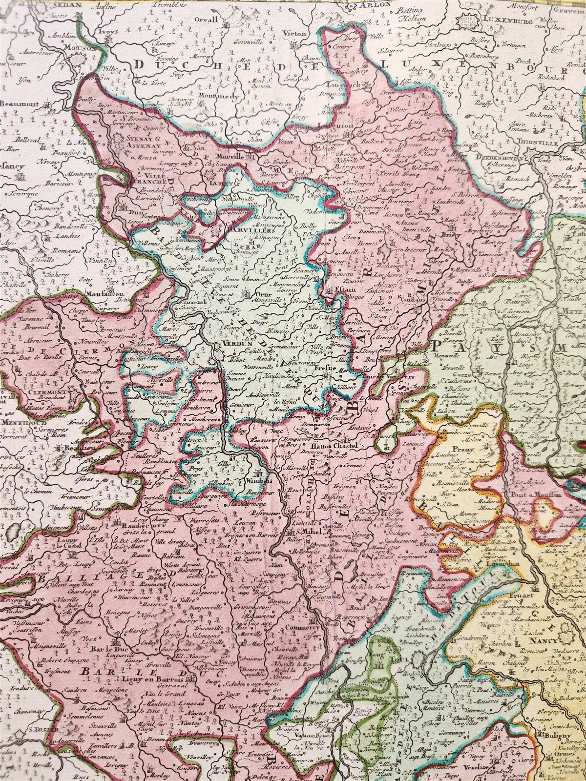 1720 LORRAINE FRANCE antique MAP by Homann Lotharingiae Tabula Generalis